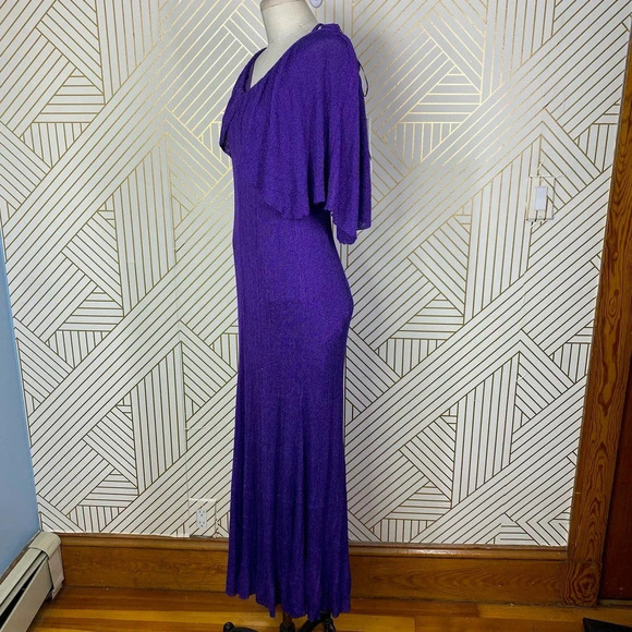 Zara Dress Metallic Thread Shimmer Long Knit Maxi Cape Purple Size US Small - Picture 6 of 12